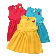 Модное платье из чистого хлопка с цветочным узором для девочек; платье принцессы