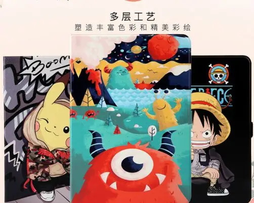 

Soft TPU PU Case For New iPad Pro 12.9 Cartoon Painting Flip Stand Case For Apple iPad Pro 12.9 2018 Tablet Cover Funda + Flim