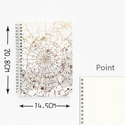 Galaxy лазерная прозрачная записная бумага для органайзера, планировщик золотых и серебряных линий, пустая точечная катушка, записная книжка, дневник, Bullet Journal A5 - Цвет: Gold  Point