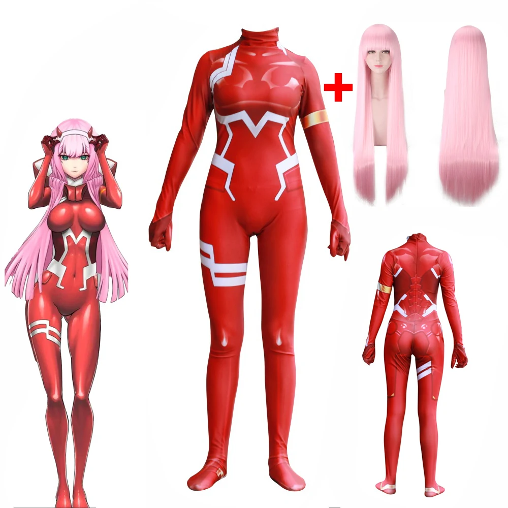 Горячая Zero Two Darling in the Franxx Косплей D Goes аниме 3D Печатный комбинезон Zentai костюм Облегающий комбинезон парик костюм на Хэллоуин