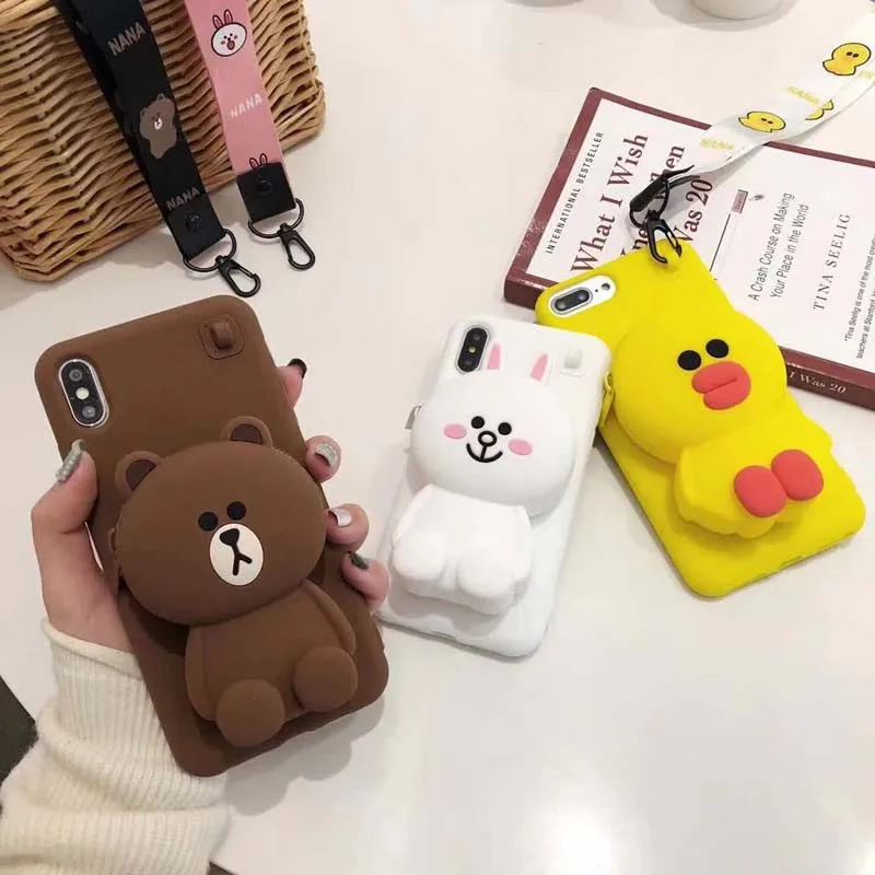 Mixzom милый мультяшный кошелек чехол для телефона iPhone X XR XS Max 7 8 Plus Мягкий
