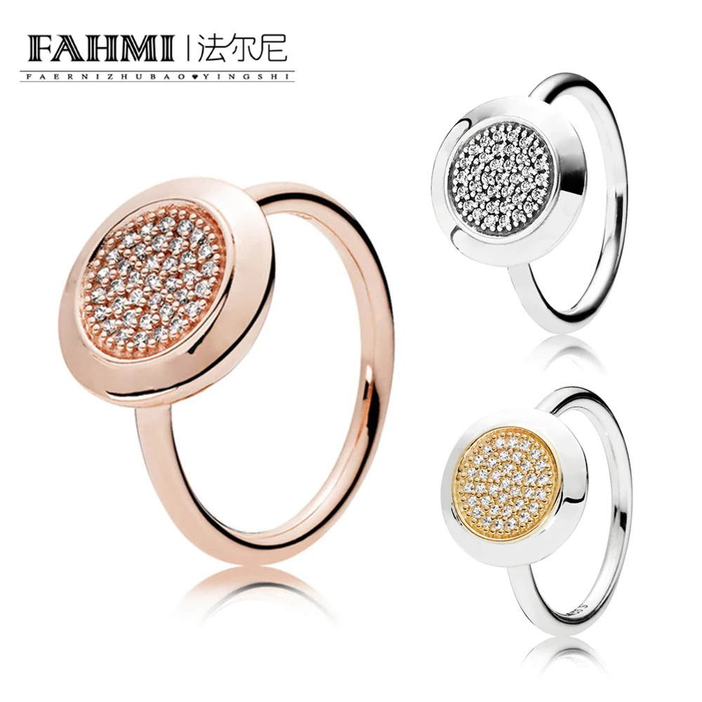 

FAHMI 100% 925 Sterling Silver 1:1 Original 196231CZ TWO-TONE SIGNATURE RING Rose Gold 14K Gold Women Fashion 180912CZ 190912CZ