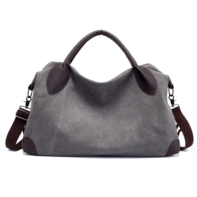 Корейская женская повседневная сумка Мода Большая емкость дамы сумочку холст новые износостойкие сумки через плечо - Цвет: Серый