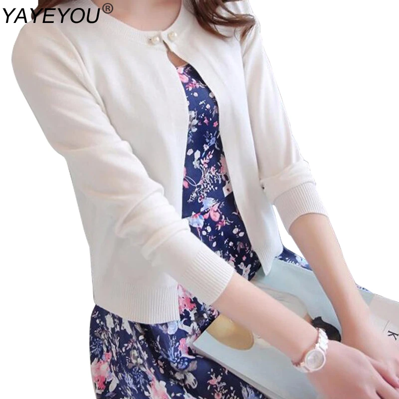 Solid Fashion Women Sweater Female Cardigan Thin Outerwear New Summer Short Design Sweaters Long sleeve Small Cape