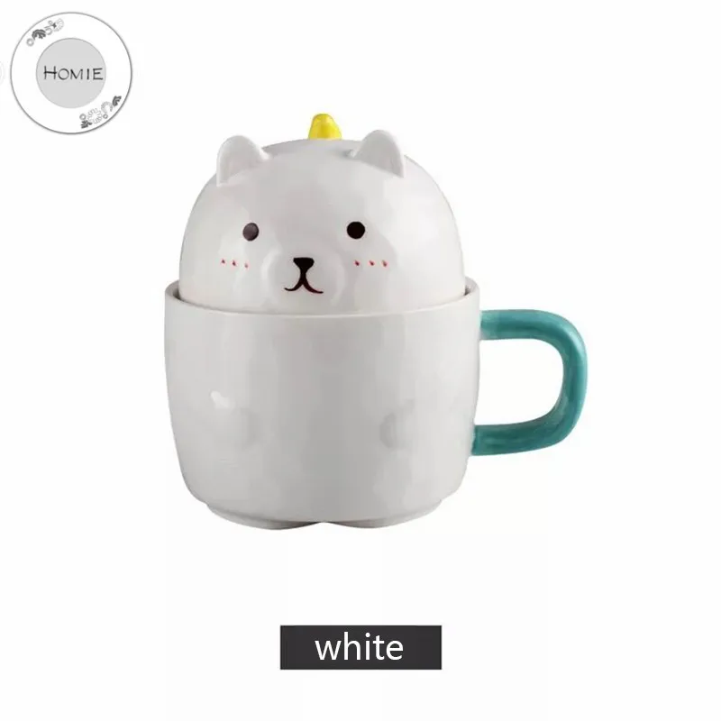 HOMIE lovely Cartoon bear Cup Coffee Mug Large  With lid Mugs creative Drinkware Tea milk Cup Afternoon ceramics Office home17