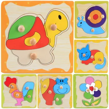 

Animal Cartoon Educational Learning Toys for Baby Child Kids Jigsaw Puzzle Colorful Wooden PuzzlesGames Toy Gifts Many Styles