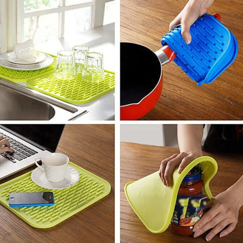 Silicone Round Non slip Heat Resistant Mat Coaster Cushion Placemat Pot