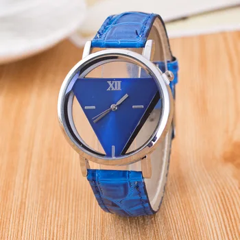 

2017 New Fashion Men Women Quartz Watch Triangle Dial Analog Quartz Analog Students Couple Wristwatch Black&White Lovers QW168
