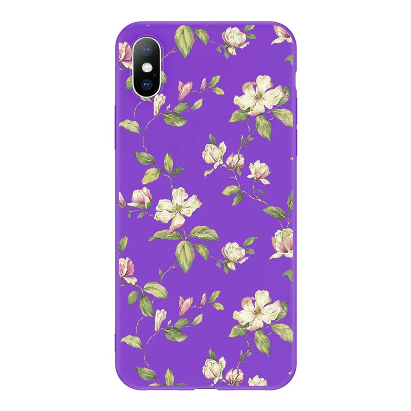 Lovebay чехол для телефона для iPhone 11, 6, 6 s, 7, 8 Plus, X, XR, XS, 11Pro, Max, 5, 5S, милый цветок розы, мягкий ТПУ чехол для iPhone X - Цвет: Фиолетовый