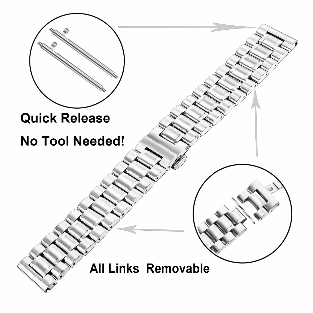 Ремешок для часов из нержавеющей стали 316L+ застежка-бабочка+ набор инструментов для samsung Galaxy Watch 46 мм SM-R800 быстросъемный ремешок на запястье