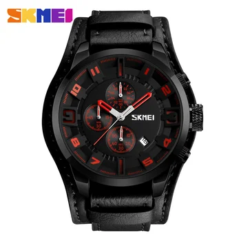 

SKMEI Top Brand Luxury Mens Watch Men Watches Male Casual Quartz Wristwatch Leather Military Waterproof Clocks Stop Sport Clock