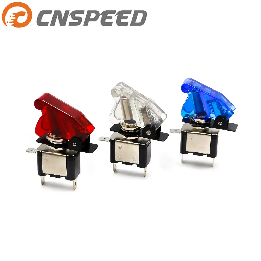 

CNSPEED 12V Car Racing On Off Aircraft Type Red LED Toggle Switch Control Red,White,Blue Color Flip Cover YC100511