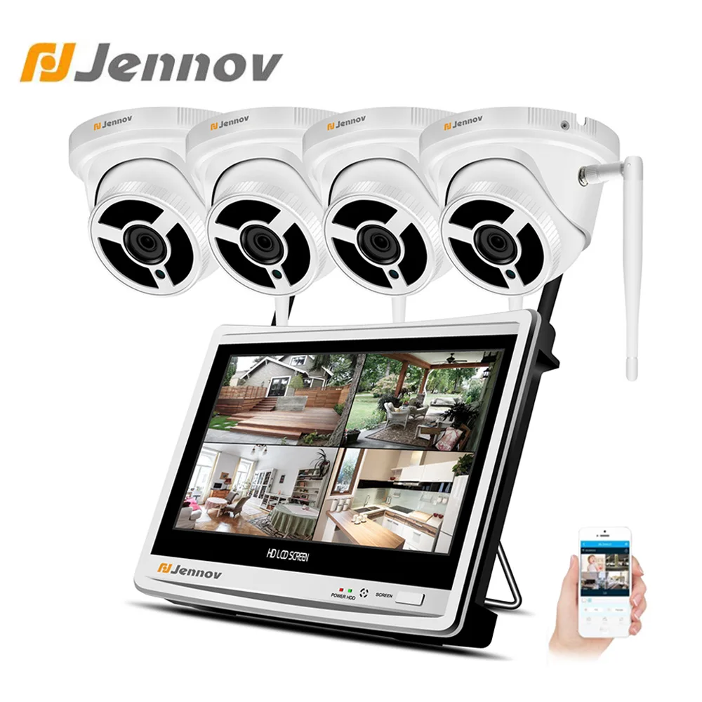 

Jennov 1080P 2MP NVR Wireless Security Wifi Camera System 12 Inch LCD Monitor P2P HD Video Surveillance CCTV Outdoor IP66 Camera