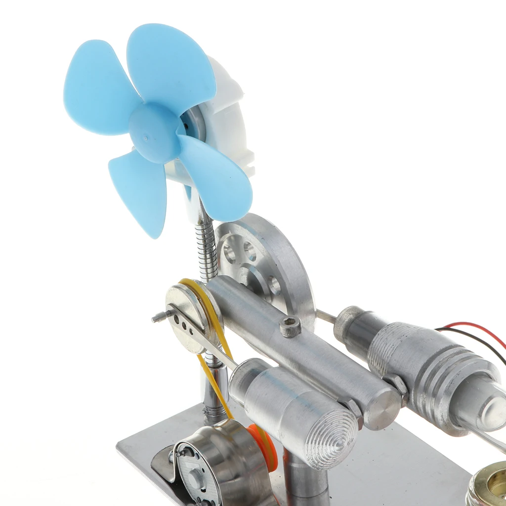 DIY Fanner Rotating & LED Lamp Flywheel Stirling Engine Model Motor Power Generator Science Toy