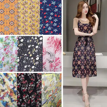 Шифоновый, ткань с принтом Феи маленькая свежая тонкая юбка с принтом летняя новая красивая 1 м