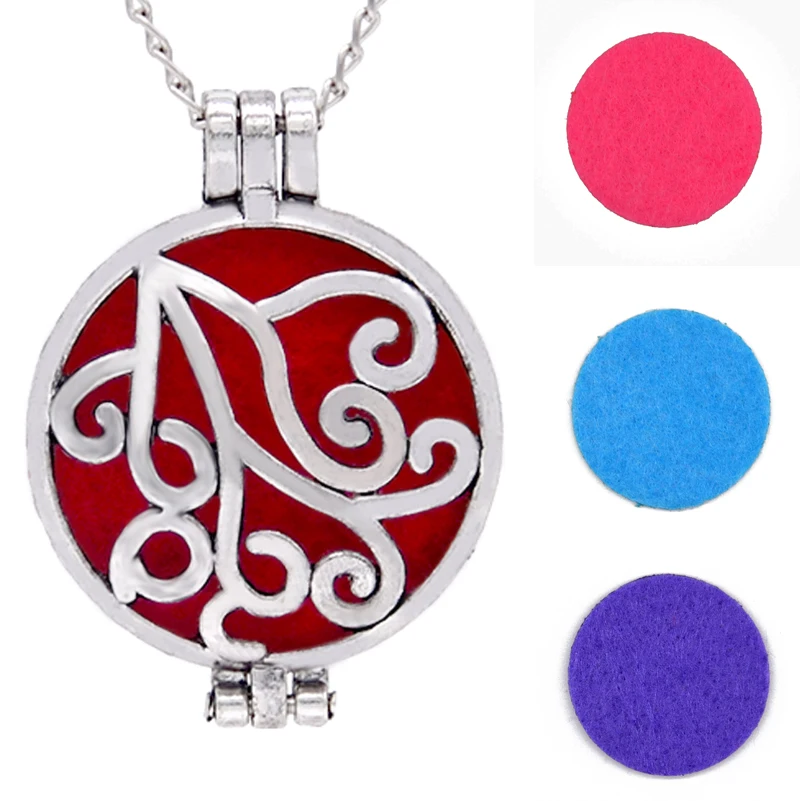 1pcs Aroma Diffuser Necklace Open Vintage Silver Lockets Pendant Perfume Essential Oil Aromatherapy Locket Necklace With Pads
