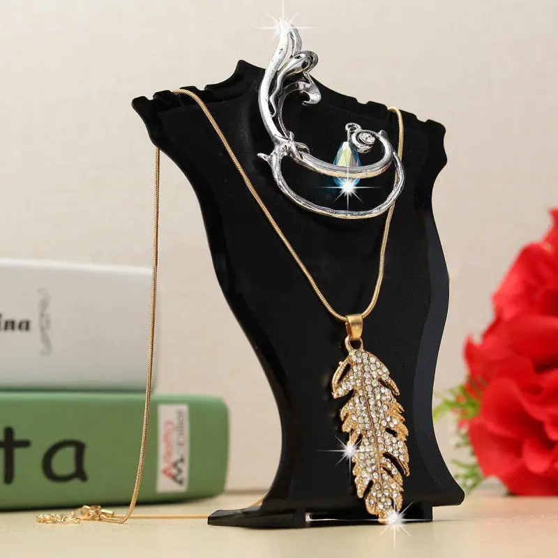 

New Plastic Mannequin Necklace Jewelry Pendant Display Stand Holder Show Decorate Jewelry Display Shelf Black White