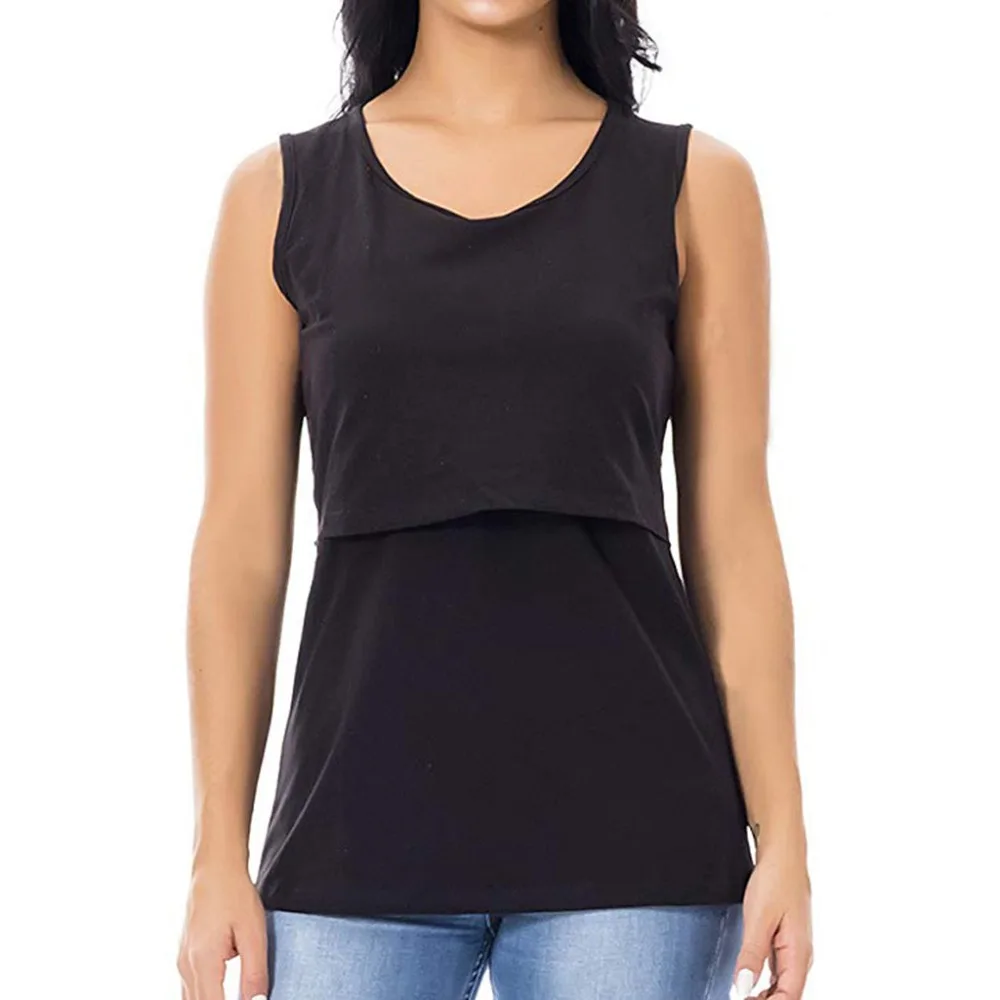 

Sleeveless Casual Solid Maternity Pregnancy Nurse Summer Tops Elegant Mother Tees Pregnants Clothes Summer Tops 4JJ
