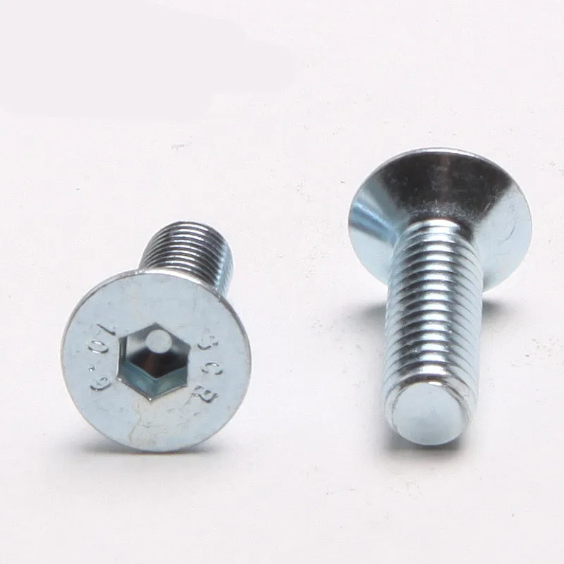 20PCS 10.9 Grade Galvanized Flat Head Countersunk Head Hexagon Screws