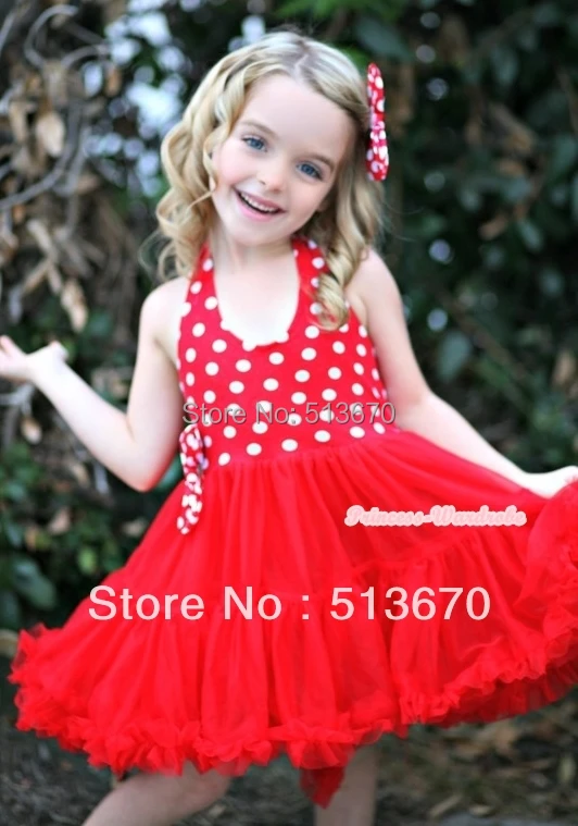 

Minnie Red White Polka Dots with ONE-PIECE Petti Dress with Satin Bow MALP10