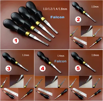 

5kinds 1.0/1.2/1.4/1.8/mm Leather Craft Deluxe Stainless Steel Edge Beveler Skiving Skiver Edger Tool - Sewing Stitching Carving
