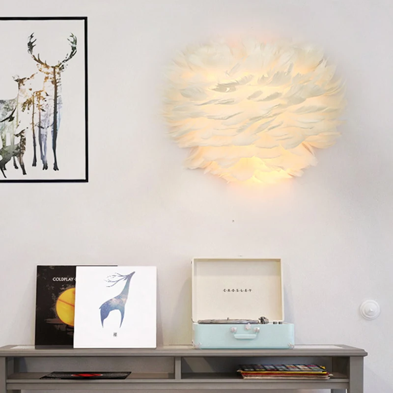 

Nordic Led Concise Modern Living Room Sconce Wall Lights Wall Creative Feather Lamp Children Room Wedding Room Bedroom Headlamp