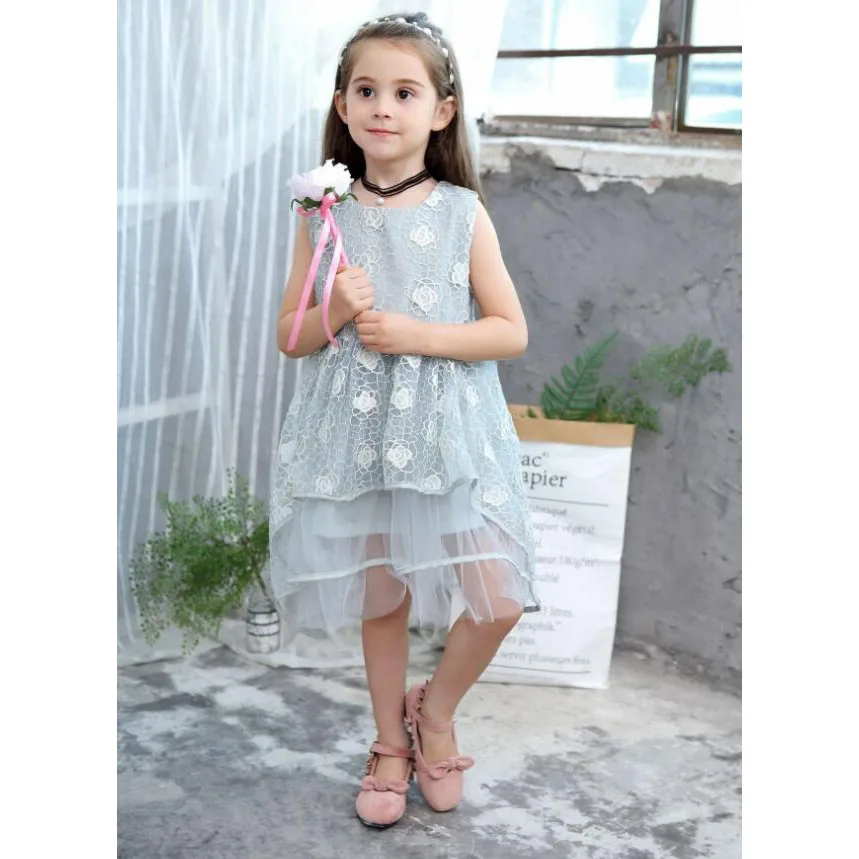 2018 Summer New Princess Flower Lace Dress Baby Girls Elegant Wedding Formal Clothing (16)