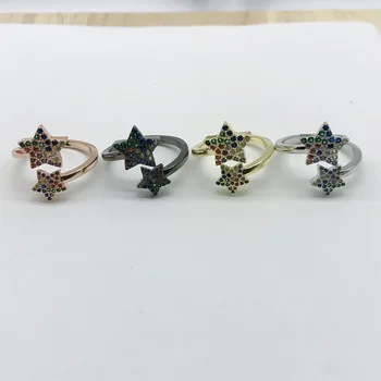 

5PCS 2019 Last Arrival Rainbow Cubic Zirconia Star Adjustable Rings For Women Jewelry