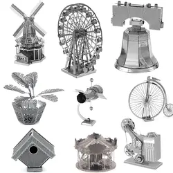 3D металлические головоломки старинные фильм проектор/мельница/колесо обозрения/Токио башня/Пенни Фартинг архитектурный серии игрушки для