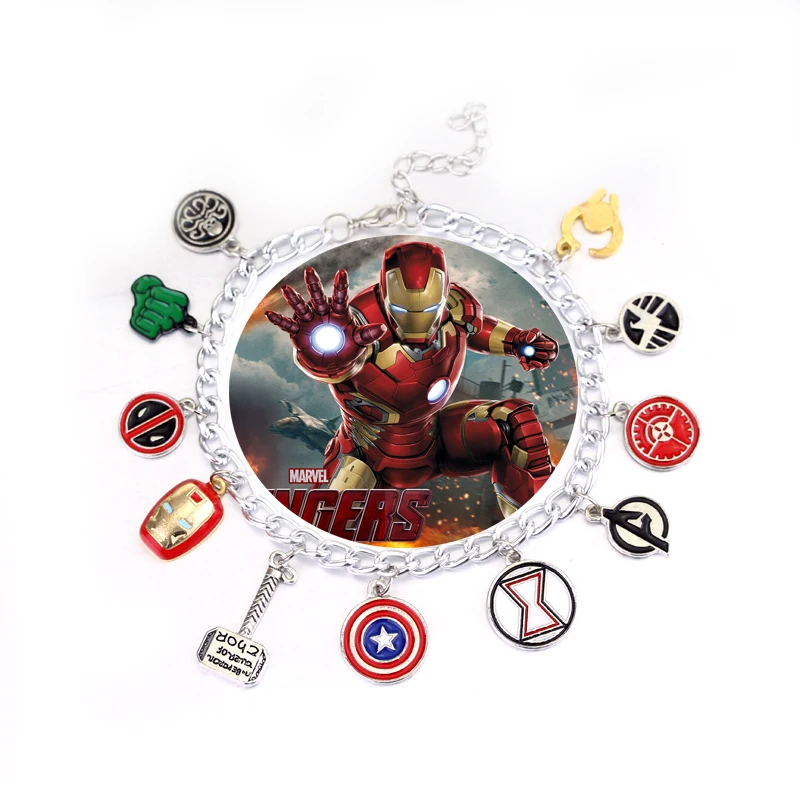 

Marvel Avengers Charm Bracelet Superhero American Captain Iron Man Spider-man Thor's Hammer Enamel Bracelet Fashion Jewelry