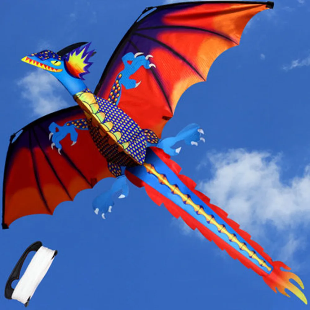 

New Cute Cartoon 3D Dragon Kite Kids Toy Fun Outdoor Flying Activity Game Children With Tail High Quality Gift