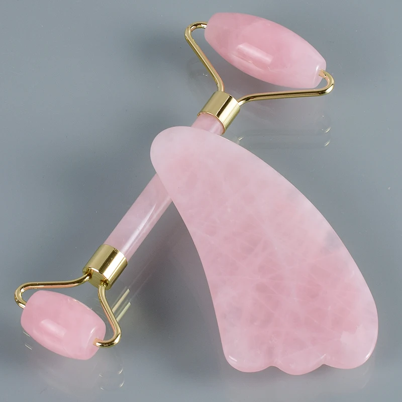 Jade Roller Double Head Gua Sha Tool Set Natural Rose Quartz Facial Massage Roller Slimming Anti Wrinkle Cellulite Stone Tool Jade Roller Double Head Gua Sha Tool Set Natural Rose Quartz Facial Massage Roller Slimming Anti Wrinkle Cellulite Stone Tool
