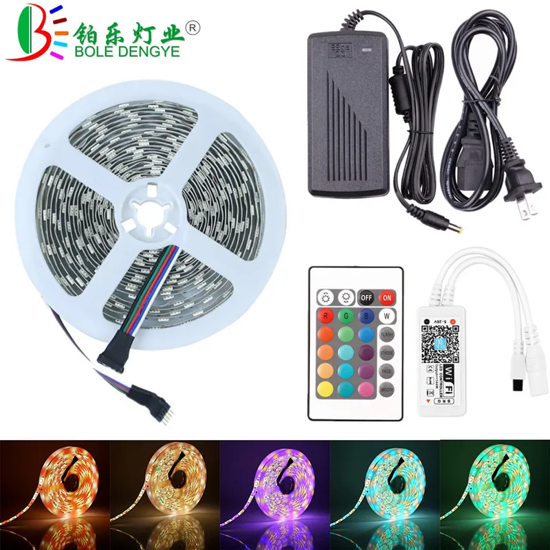 

DC 12V Flexible RGBW RGBWW WiFi LED Strip Works With Amazon Alexa Google Home IFFFT SMD 5050 LED Rope Light+12V 5A Power Adapter