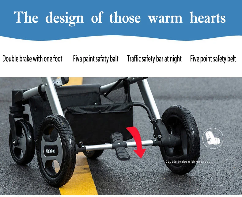 Детская коляска прогулочная может сидеть четырехколесный амортизатор Складная двухсторонняя коляска