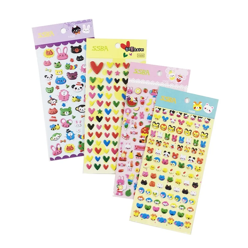 

1pack/lot Colorful Fresh 3D Heart Star Animal Label Stickers Diary Scrapbook Albums Photo Decor Decal Childrens Sticker