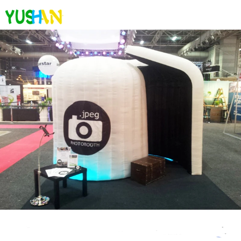 

2018 New shopping mall photo booth shell with RGB strip and inner Air blower Inflatable Photo booth tent Party Backdrop Sales