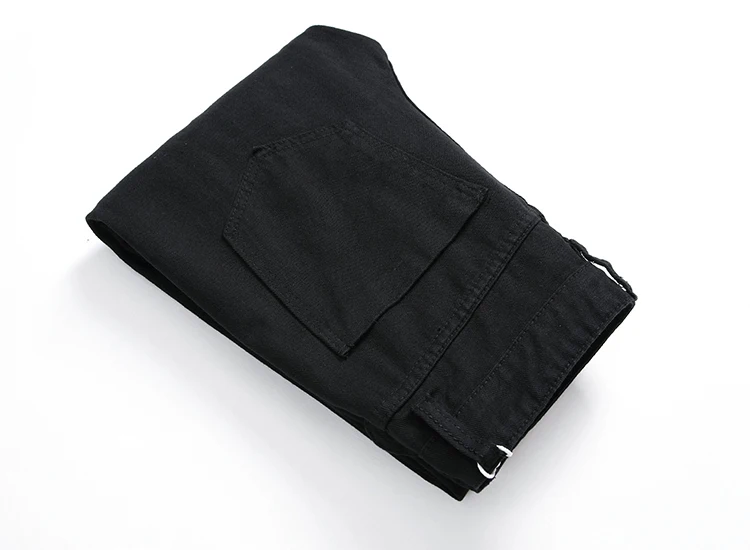 Aolamegs Men Jeans Hole Pants Full Length Black Dark Summer Cut Broken Explosion Section Stretch Denim Straight Fashion Relaxing (14)