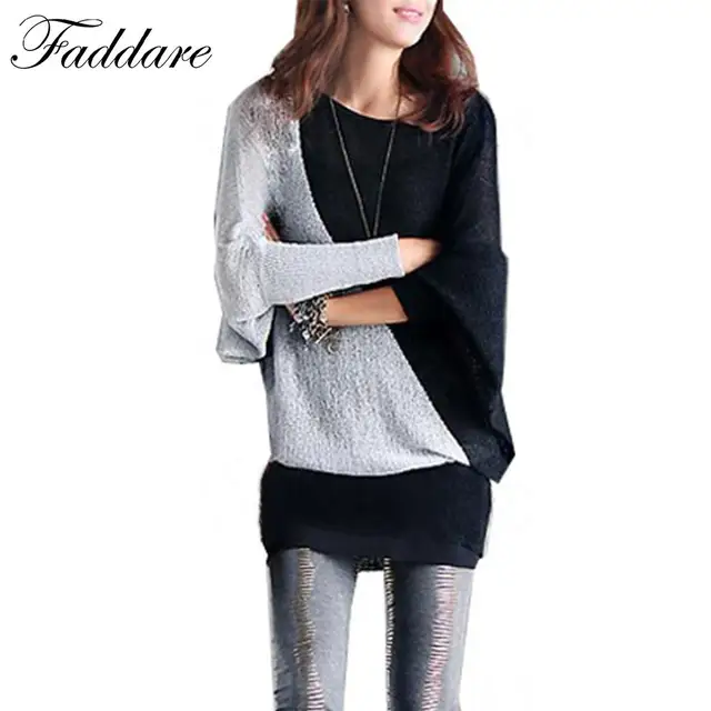 Fashion Women Color Block Batwing Long Sleeve Knit T shirt Tops ... Fashion Women Color Block Batwing Long Sleeve Knit T-shirt Tops Shirt OL Casual