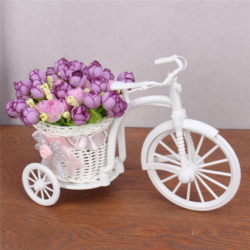 Мини деревенский стиль искусственный цветок набор цветок+ ваза праздник гостиная сад фото реквизит шёлковые цветы для украшения - Цвет: D