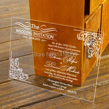 100pcs-personalized гравировкой Дамаск акрил Свадебные Пригласительных билетов для Свадебные украшения проект