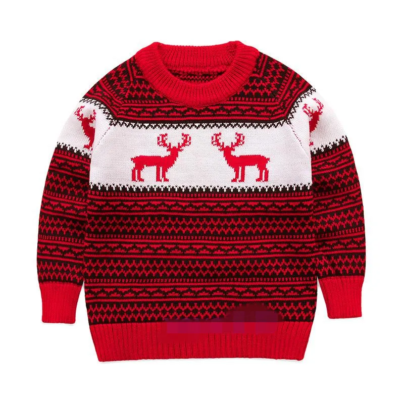 Funfeliz niños suéter de Navidad rojo gris suéter de punto