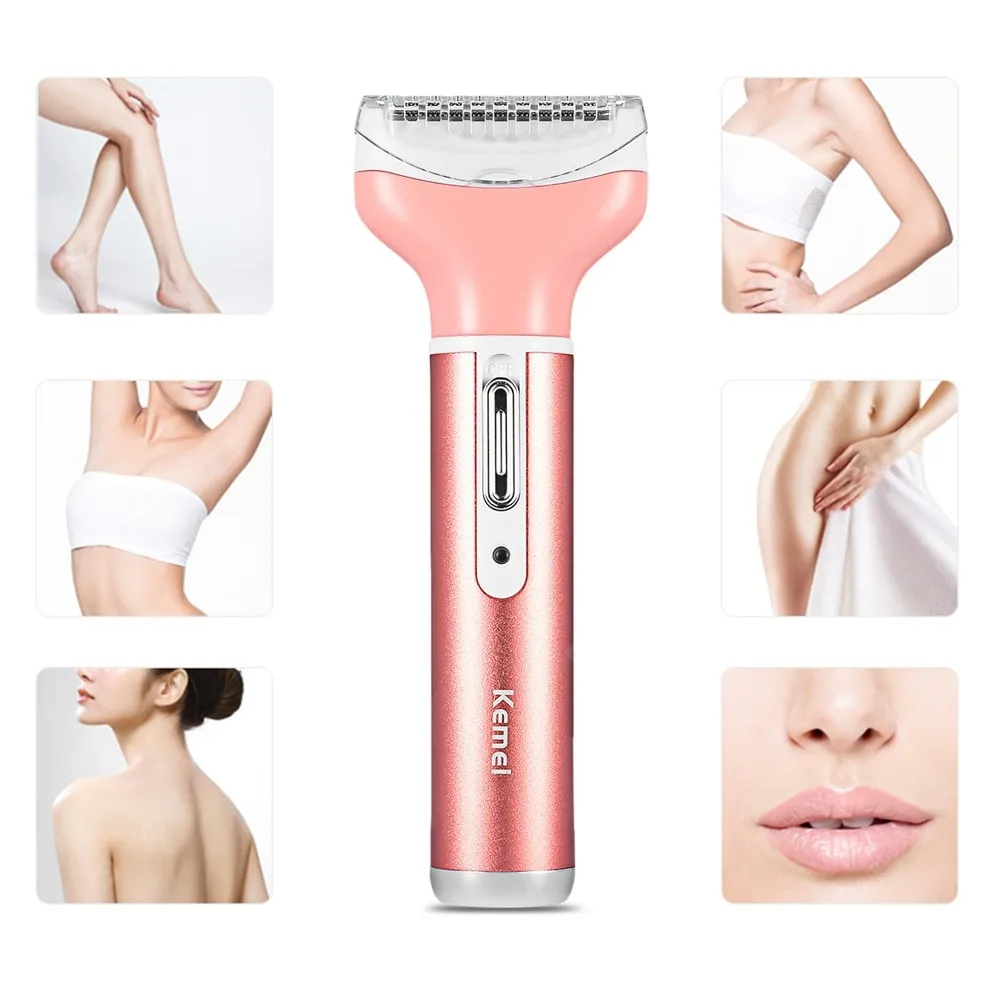 

Kemei KM - 6637 Multifunctional 4 in 1 Rechargeable Women Body Shaver Beard Eyebrow Nose Trimmer Set Female Electric Shaver