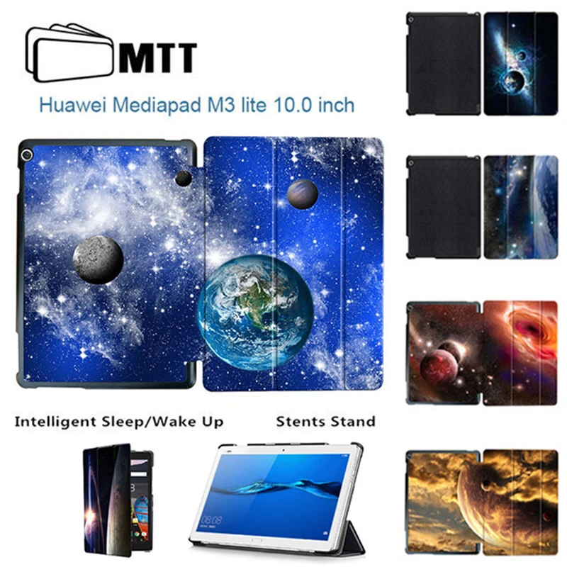 

MTT for Huawei MediaPad M 3 Lite Tri-fold Cosmic Space Leather Smart Tablet Case for Huawei MediaPad M3 Lite 10 (10.1 Inch) Bag