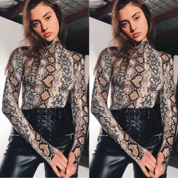 

Women Casual Long Sleeve Bodysuit Stretch Ladies Leotard Body Sexy Serpentine Cropped Jumpsuit