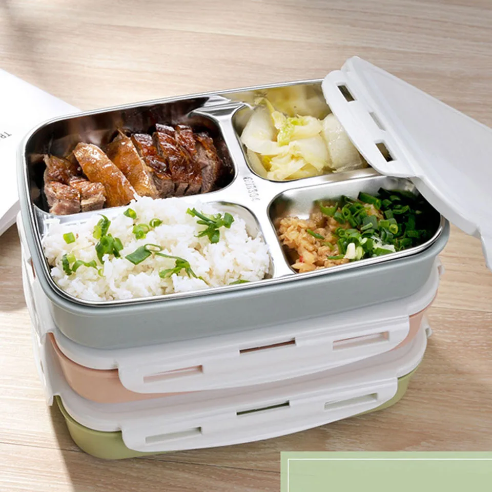Portable 4 Grids Cute Mini Japanese Bento Lunch Boxs with Compartments