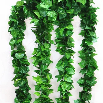 

5 pieces Encryption Artificial Fake Creeper Leaves Grape Vines Hanging Plant Large Leaves Garland For Decor Indoor Outdoors