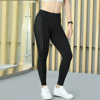 

High Stretchy Gym Tights Women Yoga Leggings Tummy Control Yoga Pants High Waist Sport Leggings Purple Running Pants Women