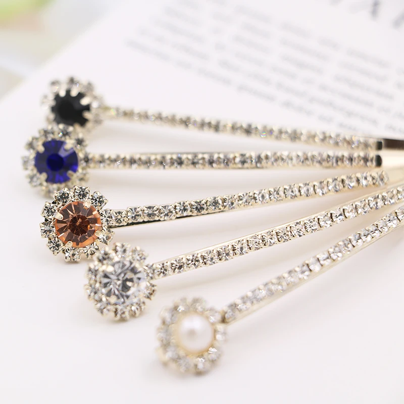 Корейский мода алмаз, горный хрусталь заколки для волос для Для женщин заколки с драгоценными камнями Заколки для волос Stick девушке