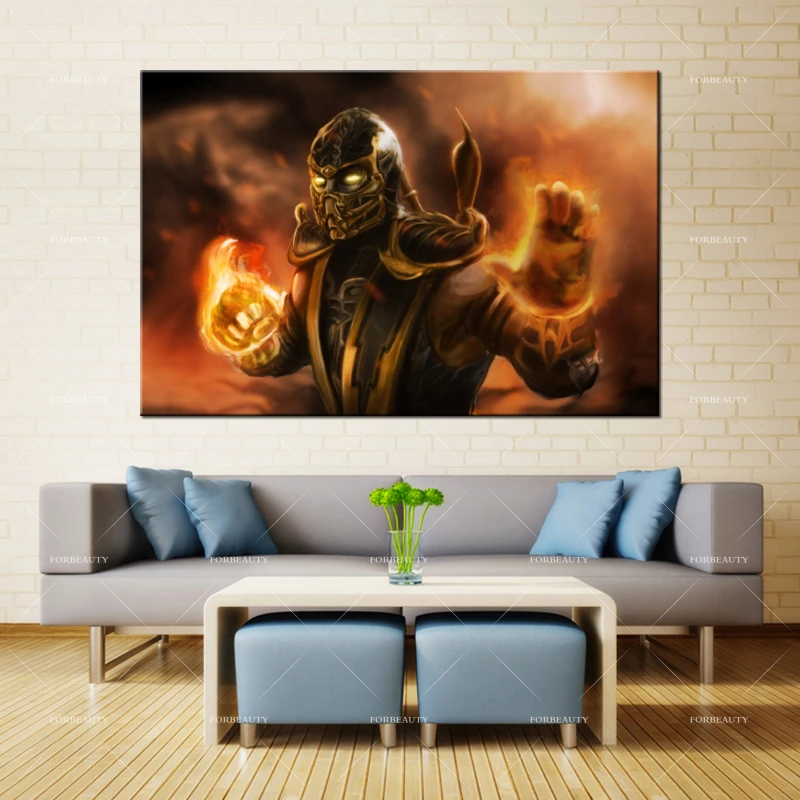 Forbeauty холст для живописи стены искусства Mortal Kombat Скорпион ниндзя Спрей Печать