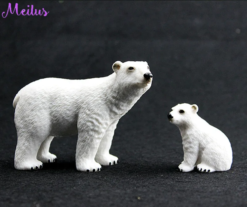 PVC Animals World Polar Bear With Baby Staric Model Plastic Action Figures Toys Gift For Kids